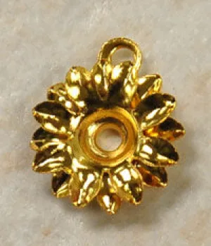 12mm Flower Charm Bezel setting for 5mm, Gold, pack of 6