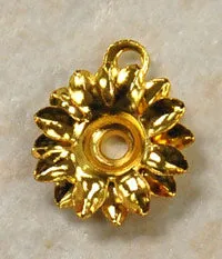 12mm Flower Charm Bezel setting for 5mm, Gold, pack of 6