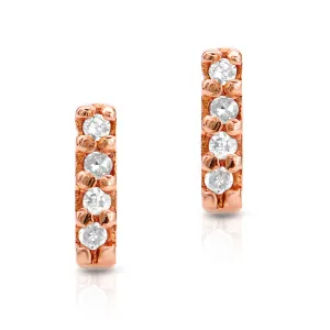 14K ROSE GOLD DIAMOND BAR STUD EARRINGS