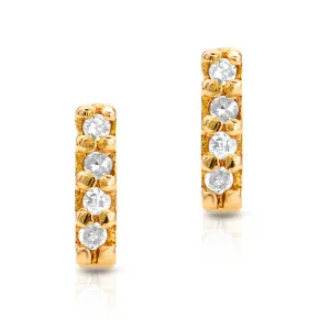 14K YELLOW GOLD DIAMOND BAR STUD EARRINGS