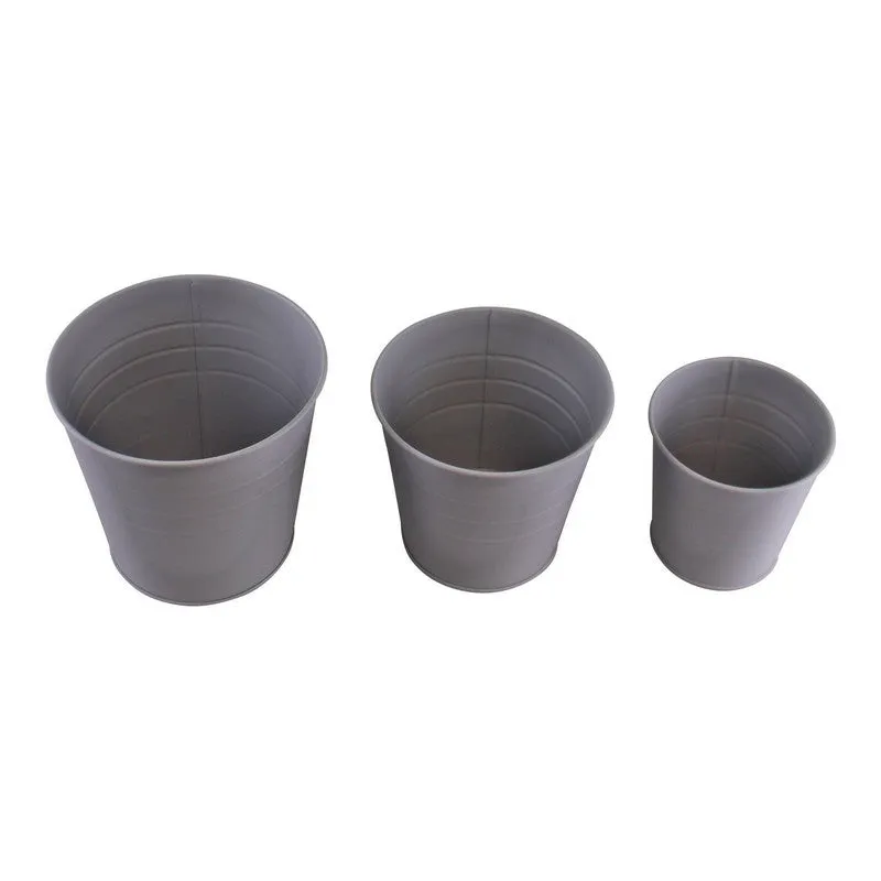 3x Planter Metal Grey