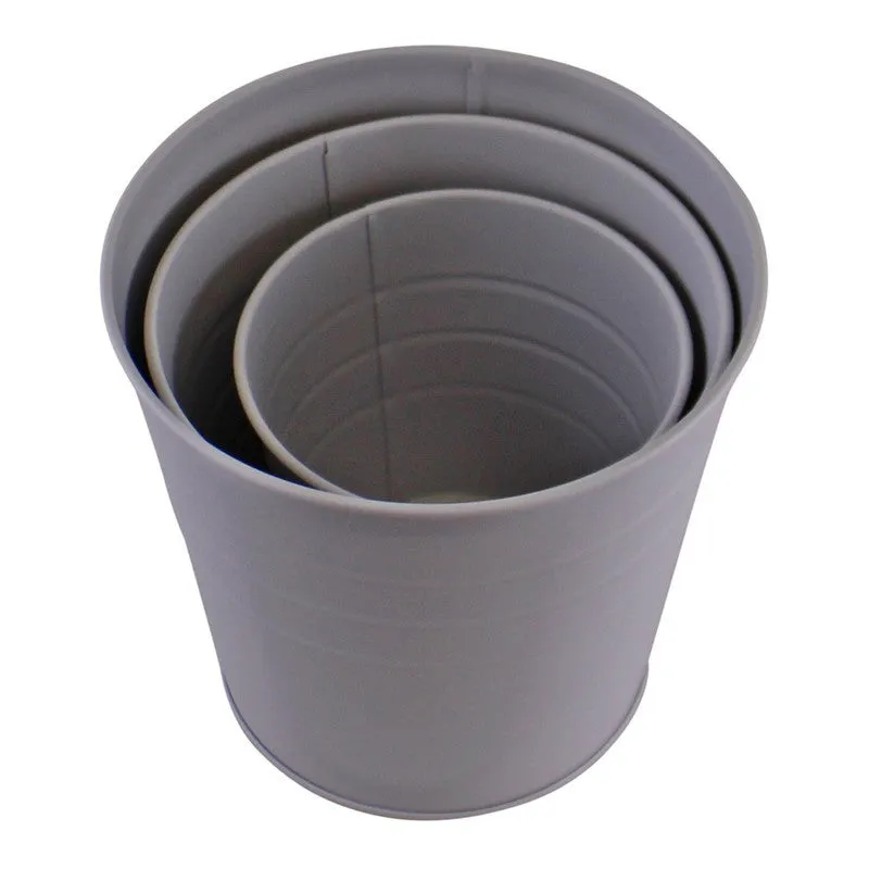 3x Planter Metal Grey