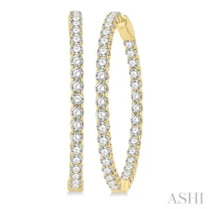 7 Ctw Inside-Out Round Cut Diamond 1 1/2 Inch Hoop Earrings in 14K Yellow Gold