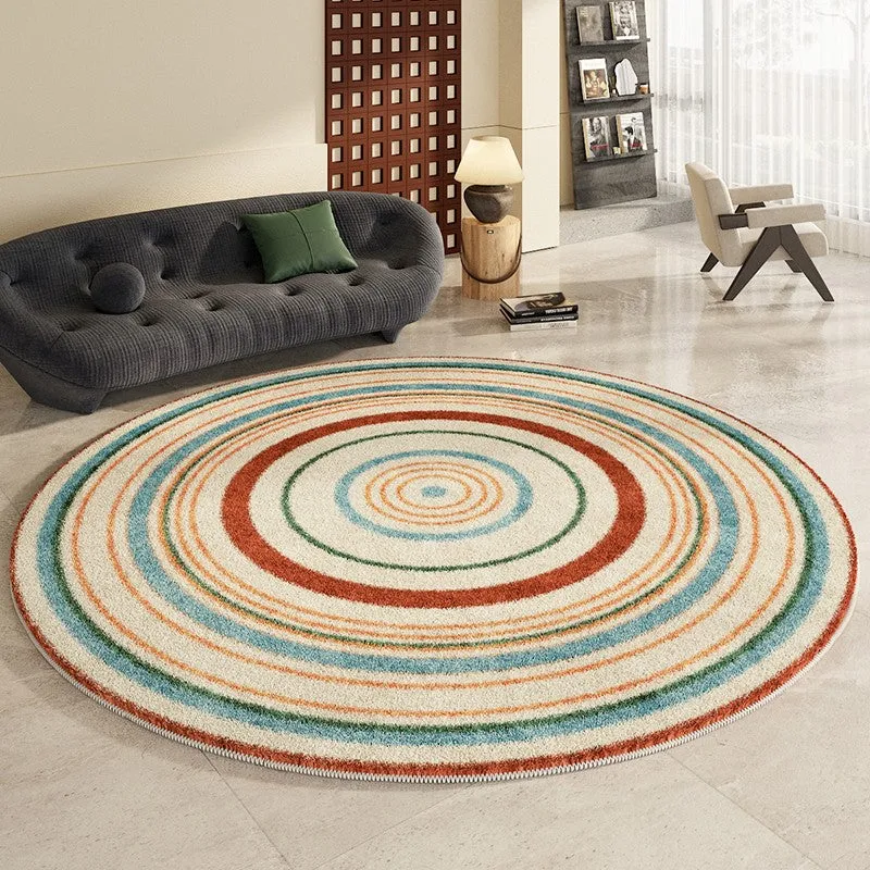 Abstract Contemporary Round Rugs, Geometric Modern Rugs for Bedroom, Thick Round Rugs for Dining Room, Modern Area Rugs under Coffee Table