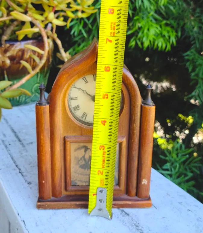 Antique Wood Wooden Victorian Ladies Mechanical Windup Mantle Shelf Clock