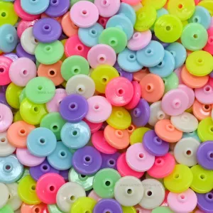 Assorted Flt Button Plastic Beads | Size : 12mm