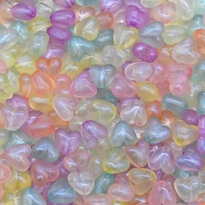 Assorted Transparent Heart Glow In Dark Plastic Beads | Size: 10mm