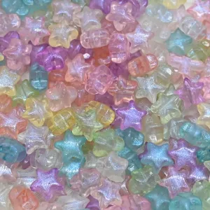 Assorted Transparent Star Glow In Dark Plastic Beads | Size: 11mm