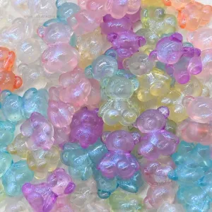 Assorted Transparent Teddy Bear Glow In Dark Plastic Beads | Size: 18mm