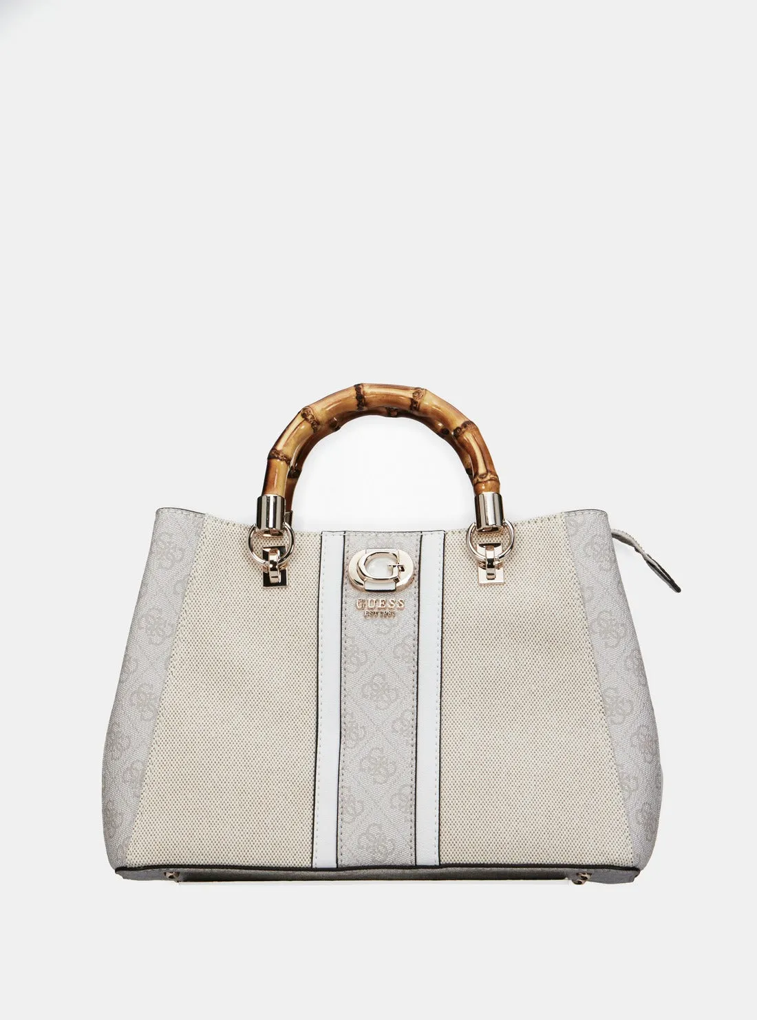 Beige Logo Kerima Bamboo Satchel Bag