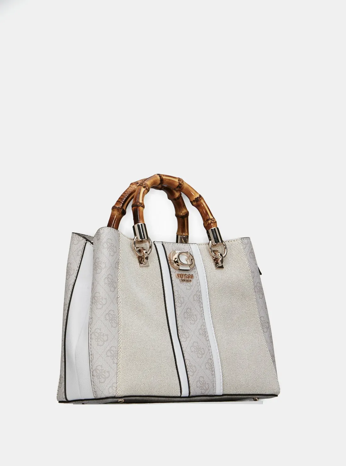 Beige Logo Kerima Bamboo Satchel Bag