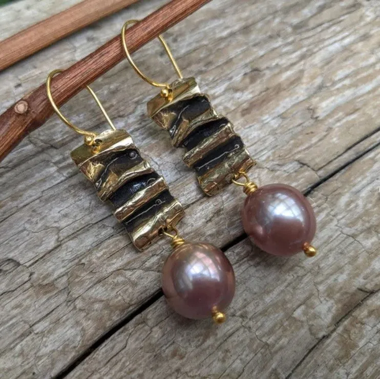 Big Pink Edison Pearl Earrings