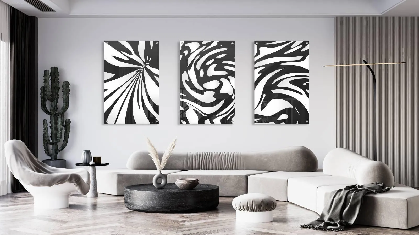 Black and White Color Design Set of 3 Prints Modern Wall Art Modern Artwork