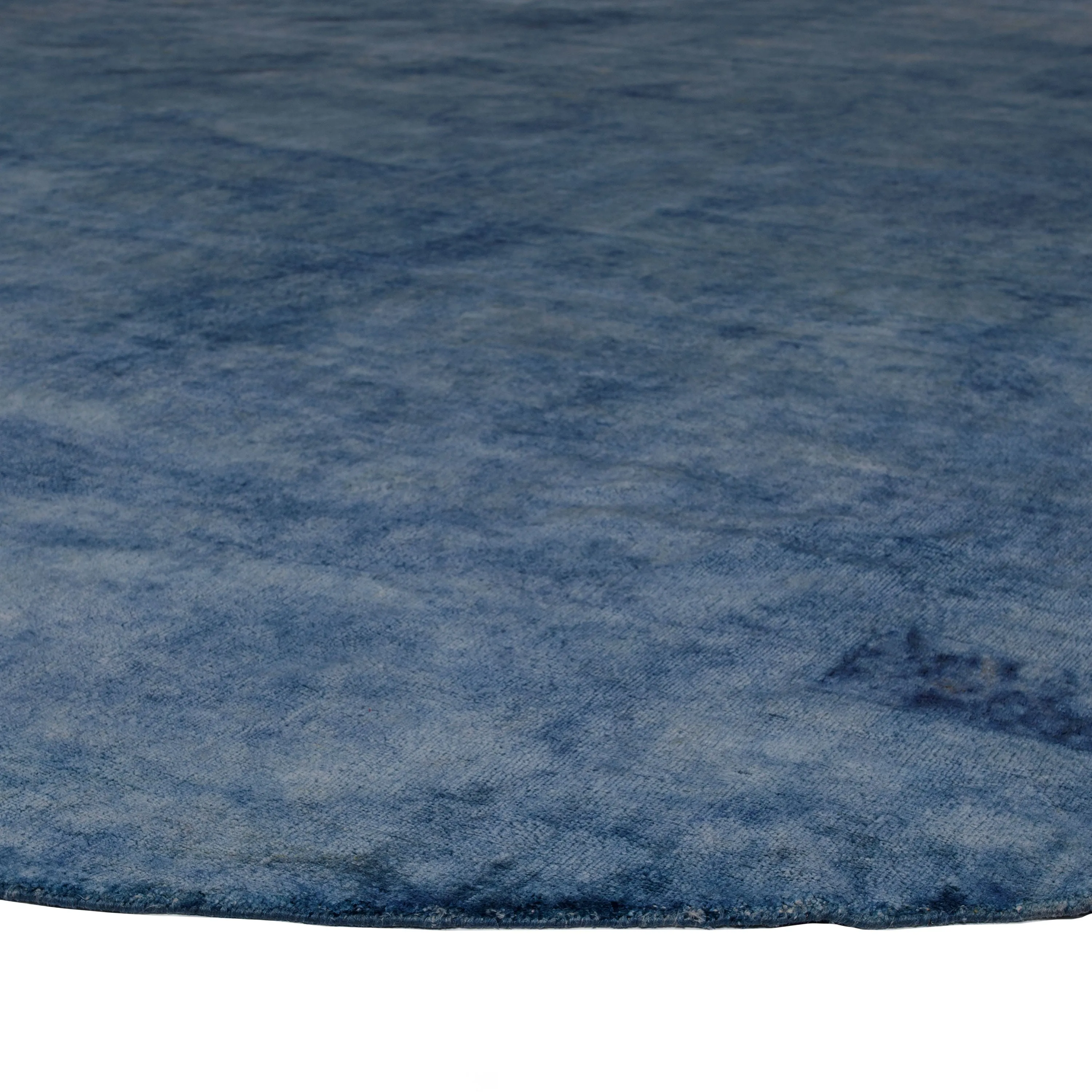 Blue Overdyed Wool Silk Blend Rug - 11'1" x 12'