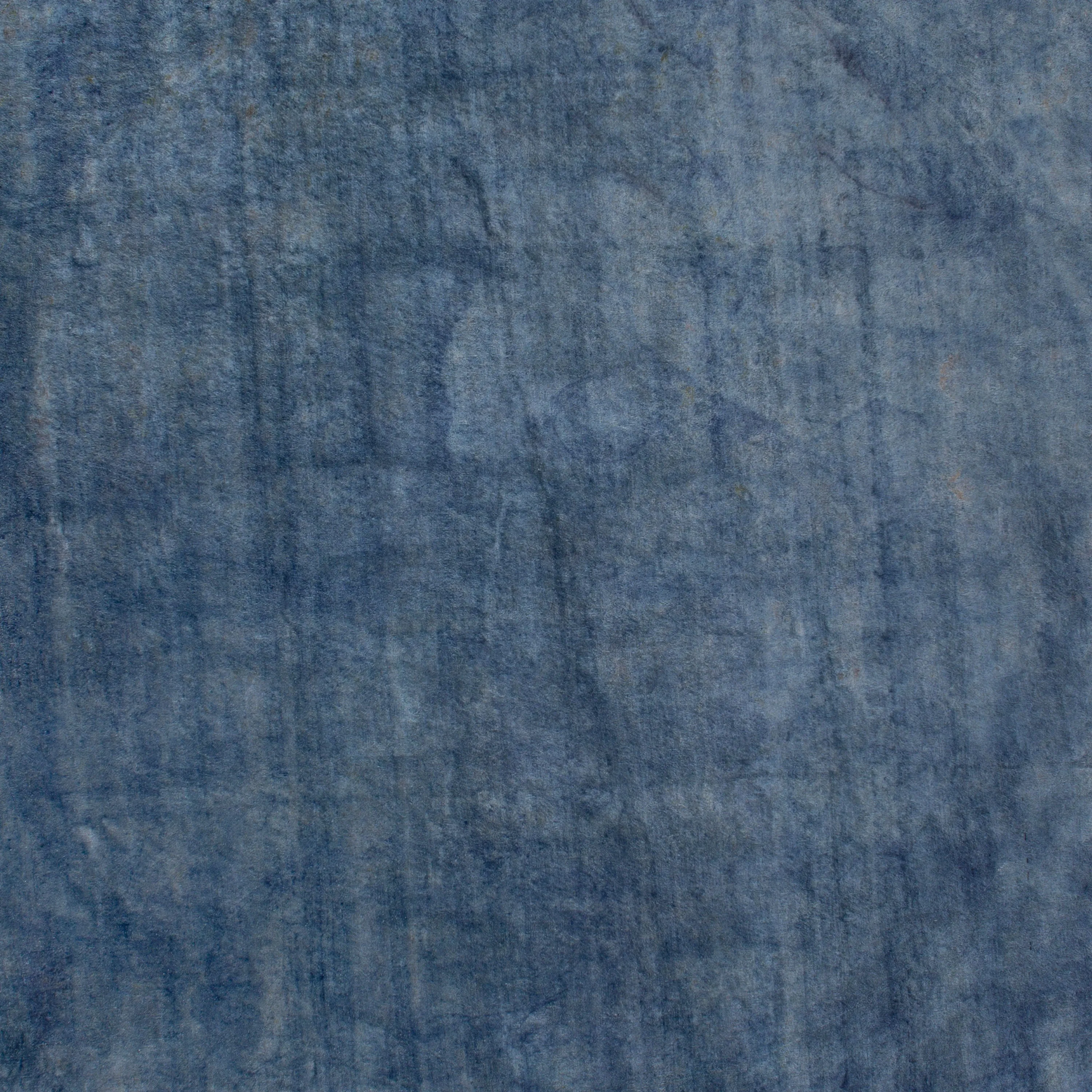 Blue Overdyed Wool Silk Blend Rug - 11'1" x 12'