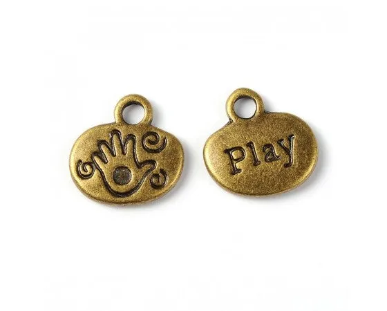 Charms - Oval - Engraved (Play) - 10mm x 12mm - 10 pieces