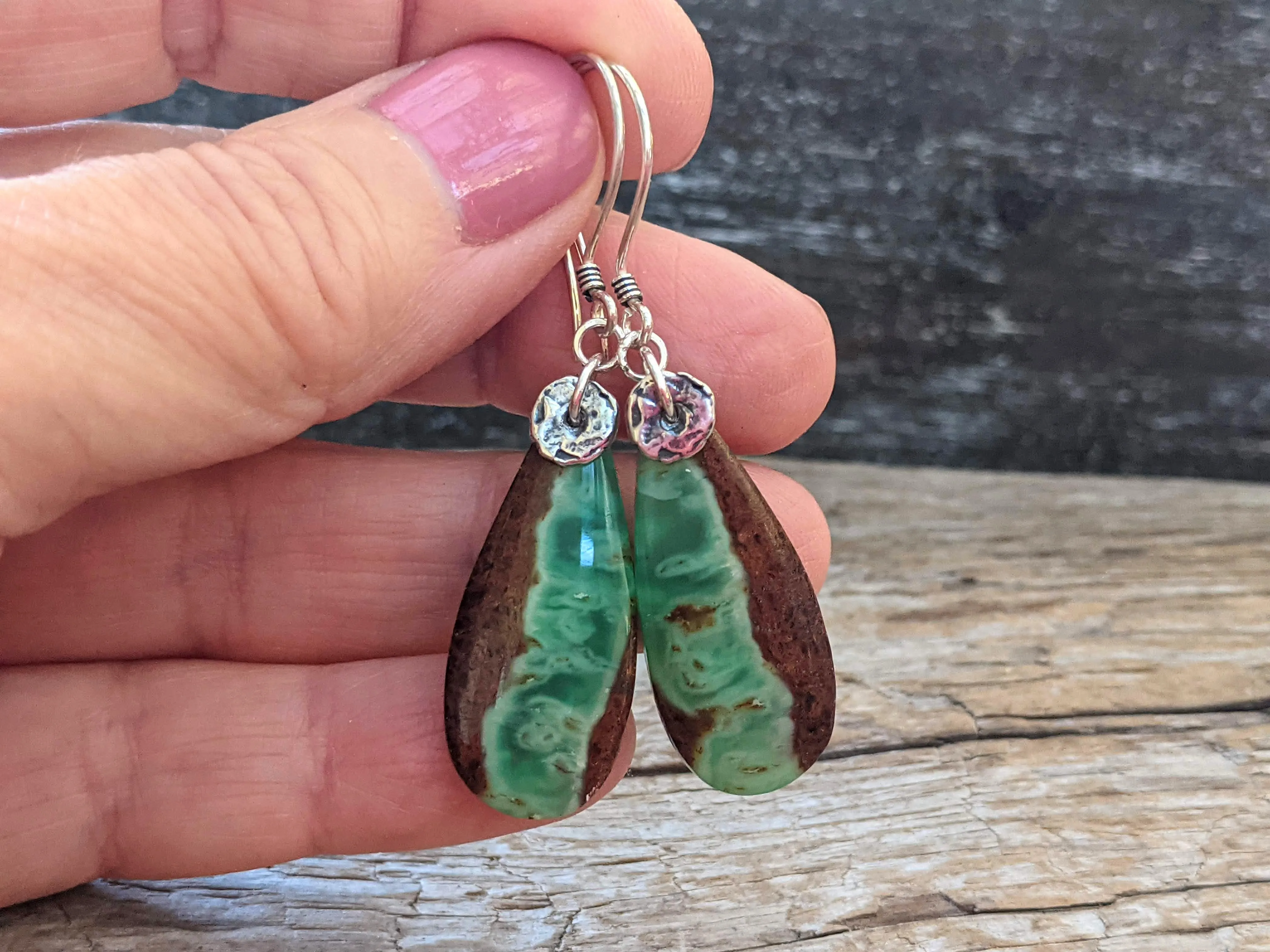 Chrysoprase Boho Earrings