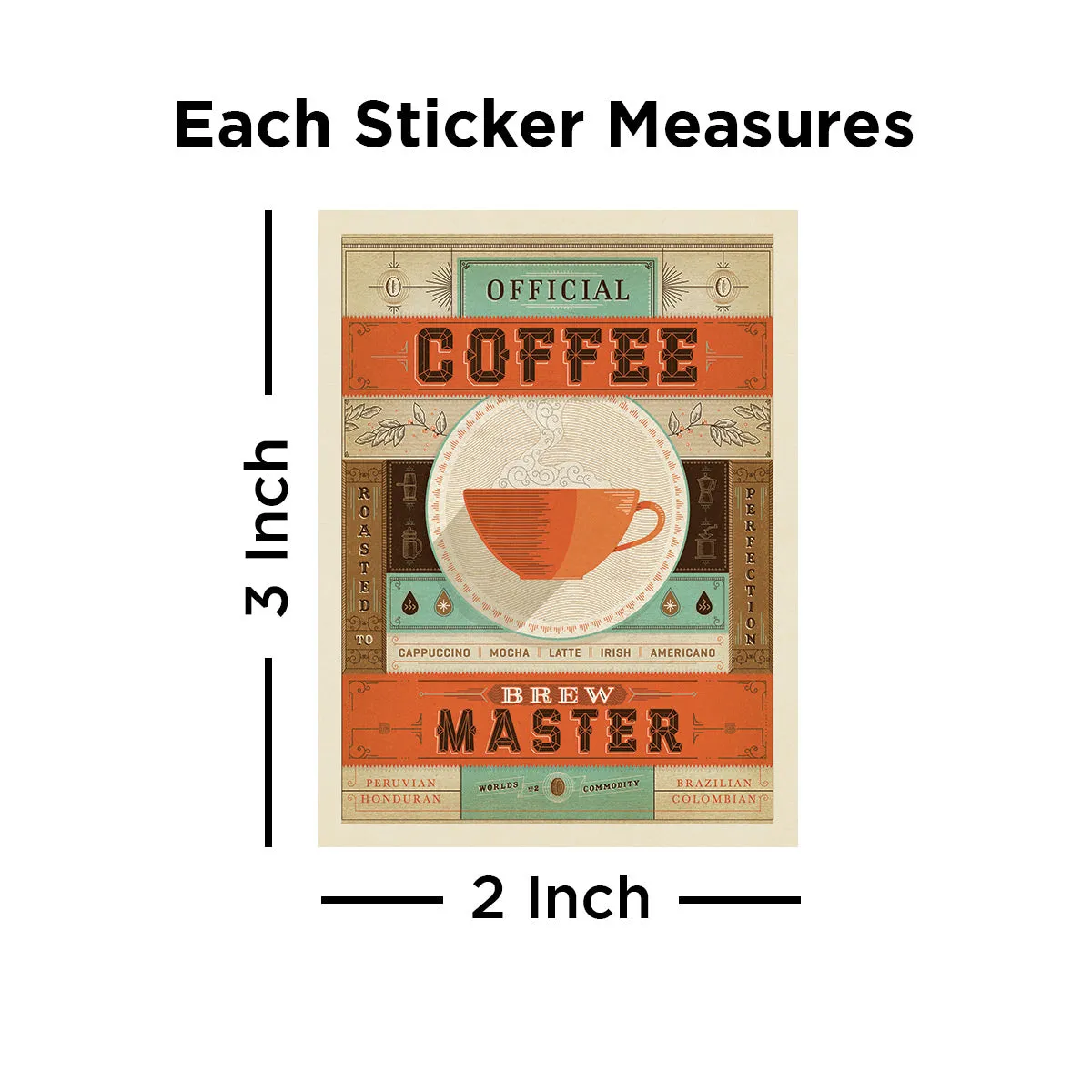 Coffee Around the World Vinyl Sticker Set of 50