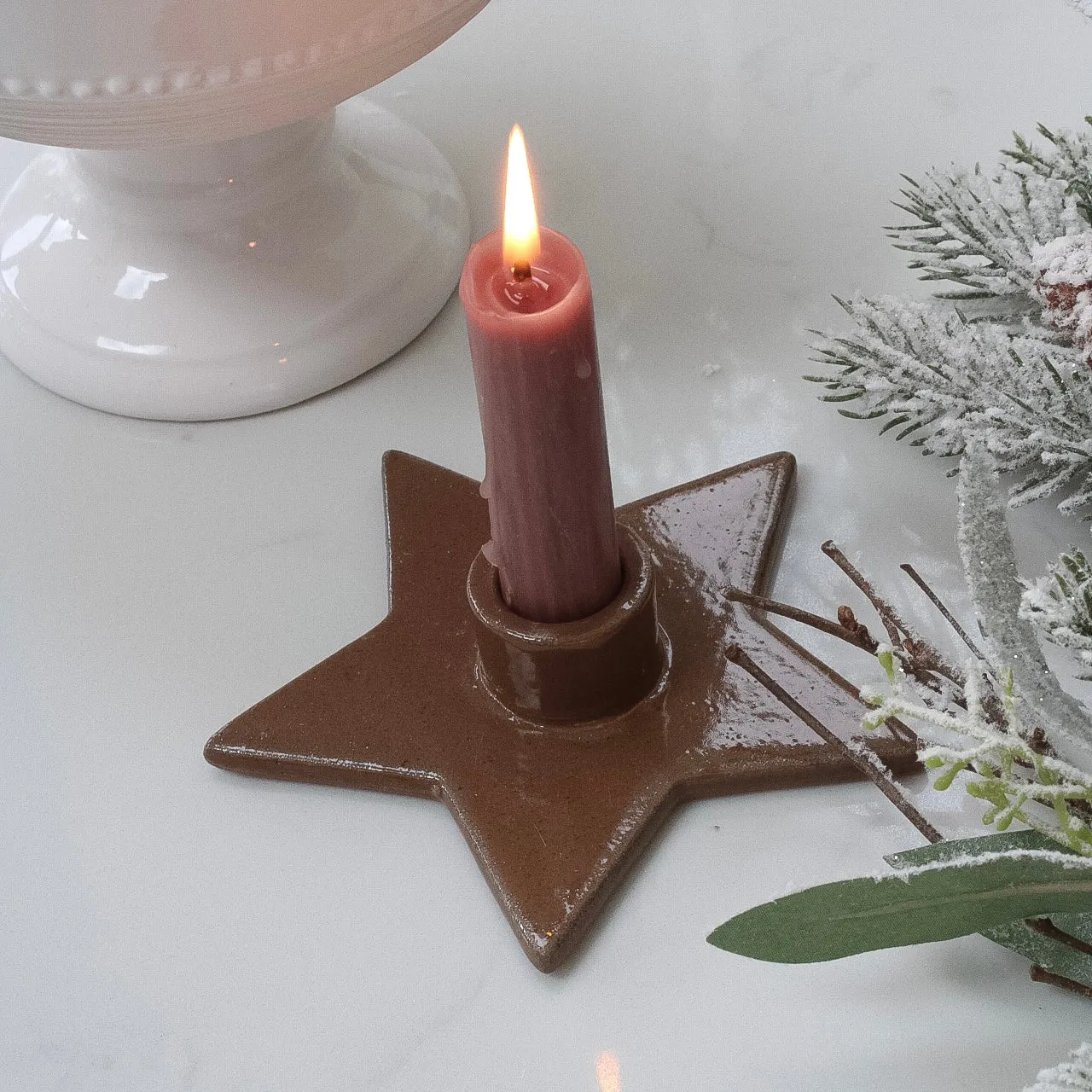 Coffee Star Porcelain Dinner Candle Holder