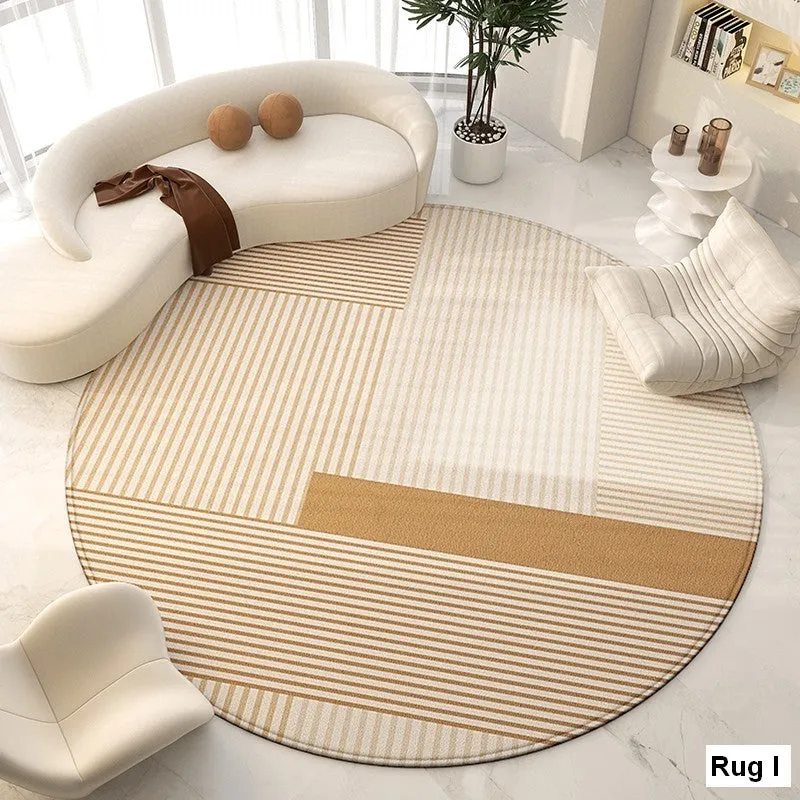 Contemporary Modern Rug for Living Room, Geometric Round Rugs for Dining Room, Modern Area Rugs for Bedroom, Circular Modern Rugs under Chairs