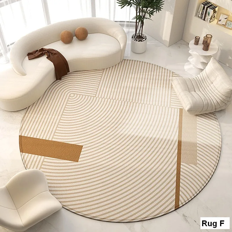 Contemporary Modern Rug for Living Room, Geometric Round Rugs for Dining Room, Modern Area Rugs for Bedroom, Circular Modern Rugs under Chairs