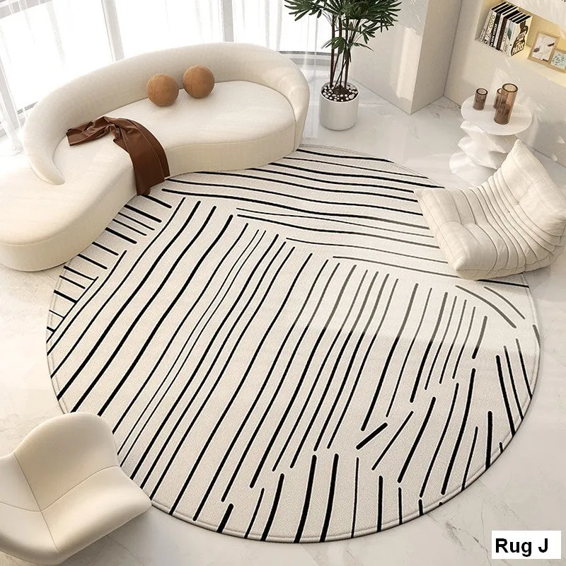 Contemporary Modern Rug for Living Room, Geometric Round Rugs for Dining Room, Modern Area Rugs for Bedroom, Circular Modern Rugs under Chairs