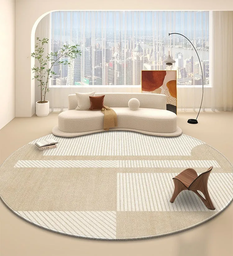 Contemporary Round Rugs, Bedroom Modern Round Rugs, Circular Modern Rugs under Dining Room Table, Geometric Modern Rug Ideas for Living Room