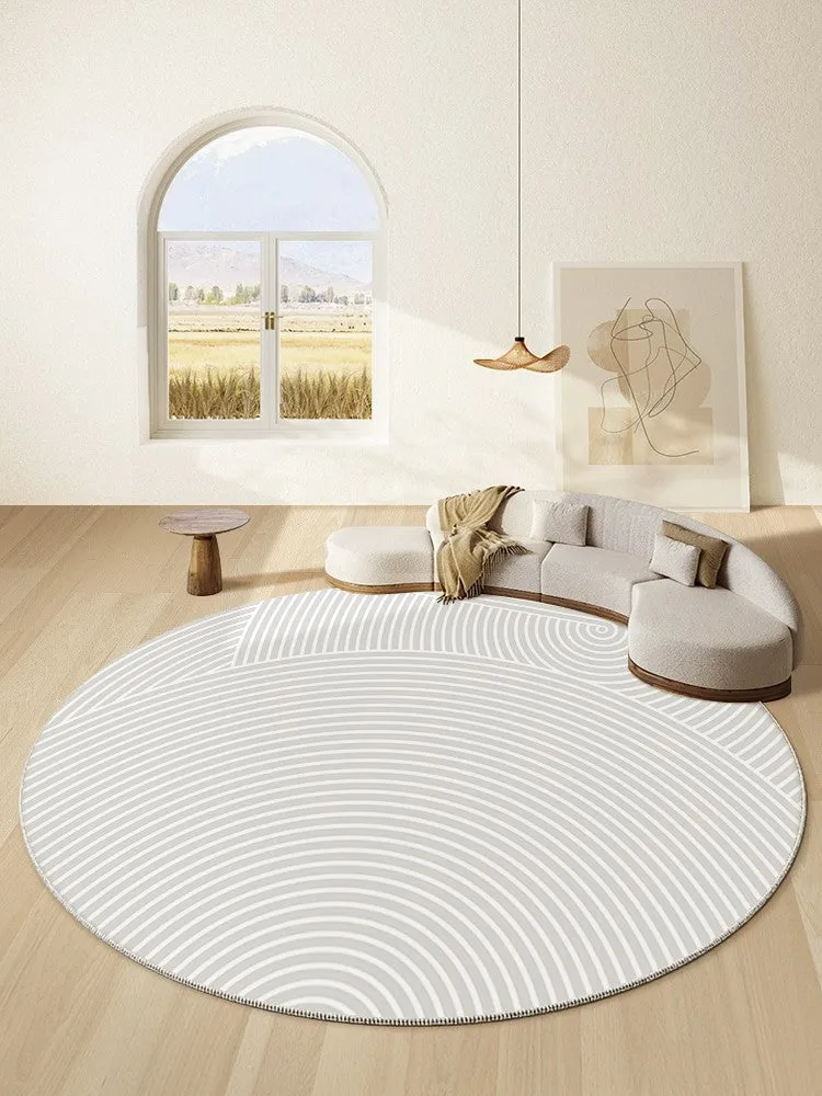 Contemporary Round Rugs Next to Bed, Abstract Modern Rugs for Living Room, Geometric Carpets for Sale, Circular Rugs under Dining Room Table