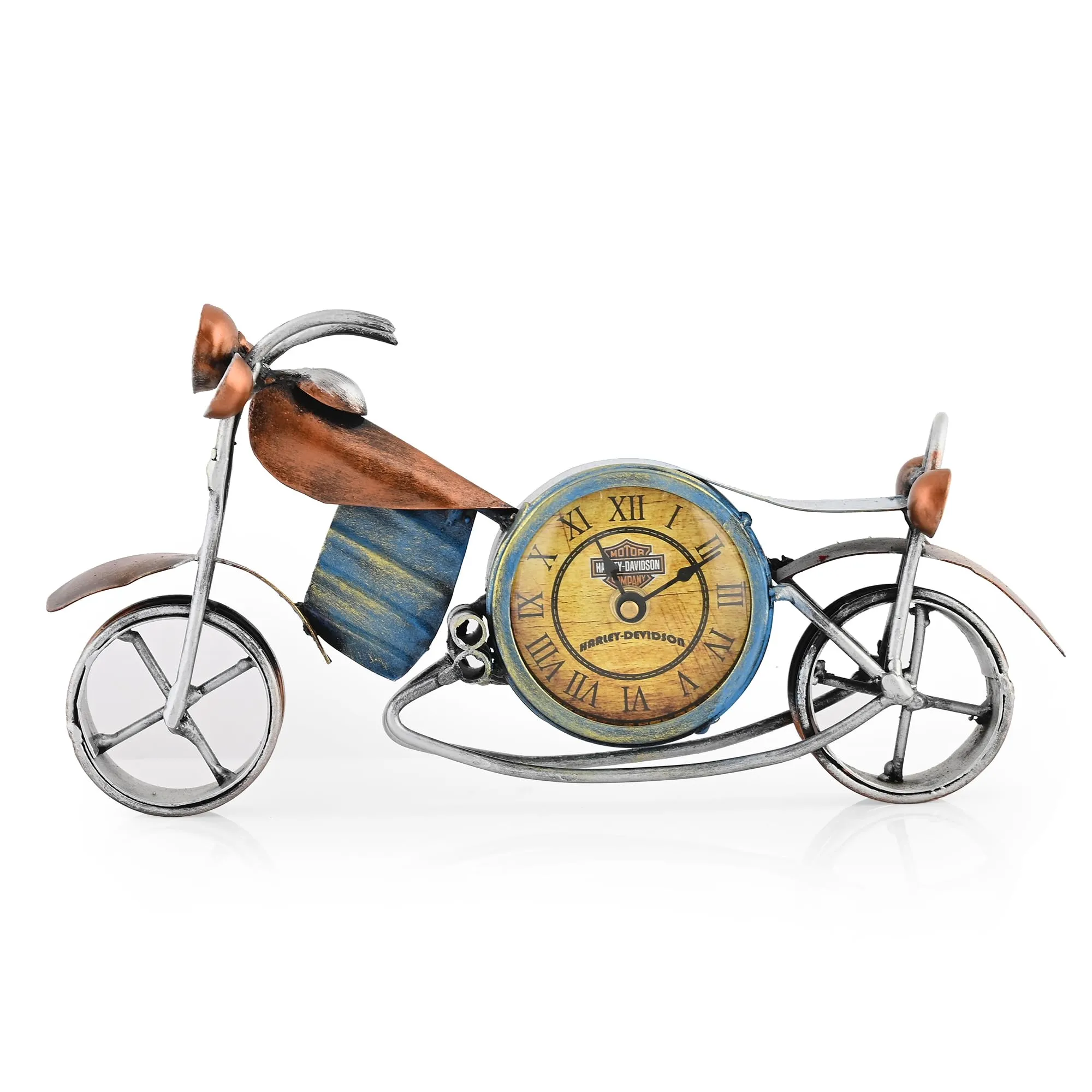 CraftVatika Bike Clock for Table Decor Showpiece | Bike with Antique Clock Iron Metal Decor Showpiece Living Room & Office, Desk, Home Decorative Gifts