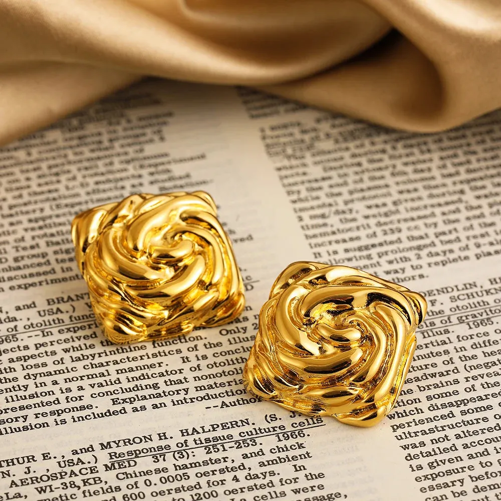 Creative Metal Braided spiral Earrings for Women Gold Plated Big Geometric Earring Studs Vintage Jewelry Fashion Girl Party Gift