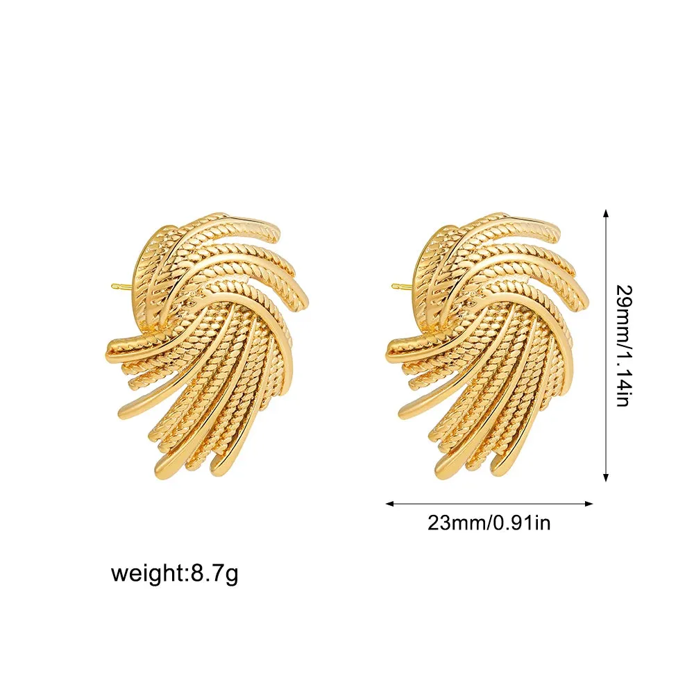 Creative Metal Braided spiral Earrings for Women Gold Plated Big Geometric Earring Studs Vintage Jewelry Fashion Girl Party Gift