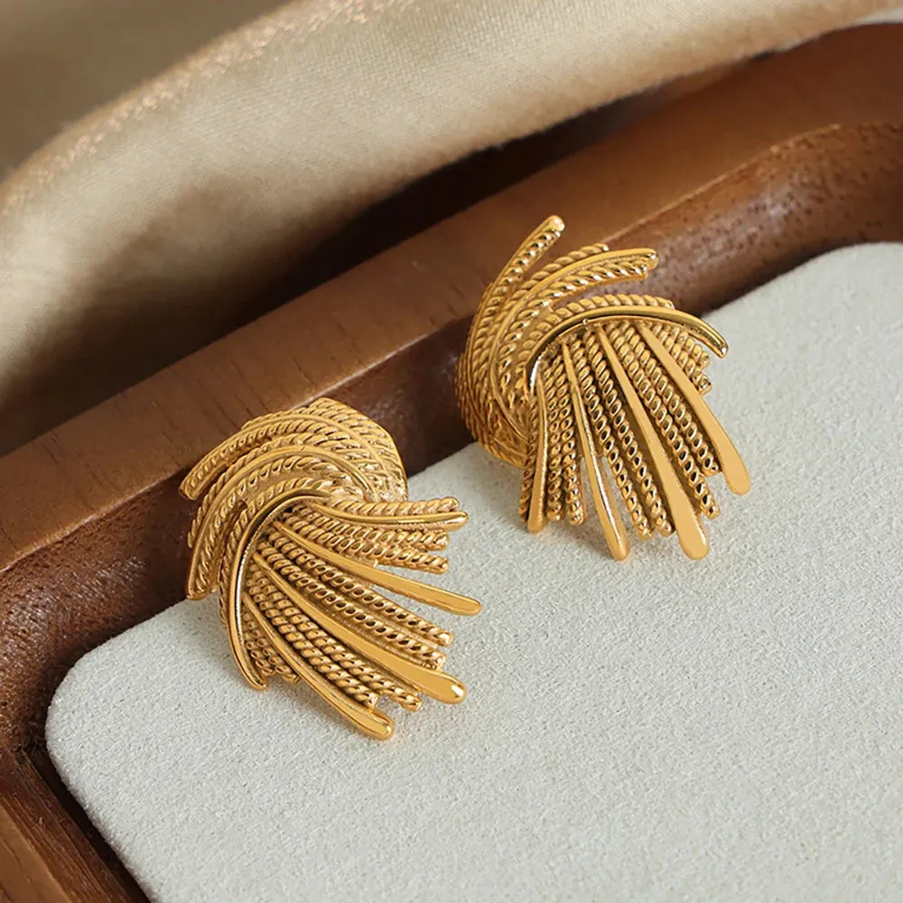 Creative Metal Braided spiral Earrings for Women Gold Plated Big Geometric Earring Studs Vintage Jewelry Fashion Girl Party Gift