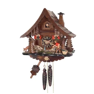 Cuckoo Clock - 1-Day Chalet with Moving Fisherman - Engstler