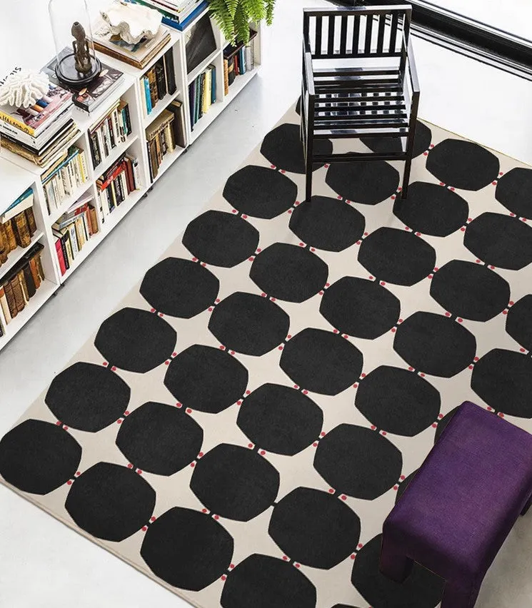 Dining Room Geometric Modern Rugs, Bedroom Modern Rugs, Black Modern Rugs for Living Room, Contemporary Modern Rugs under Coffee Table