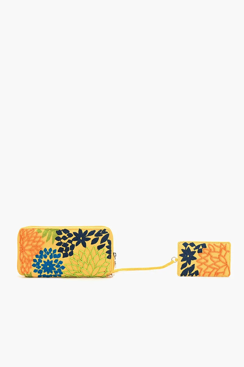 Embellished Wallet with Cardholder-Yellow Floral