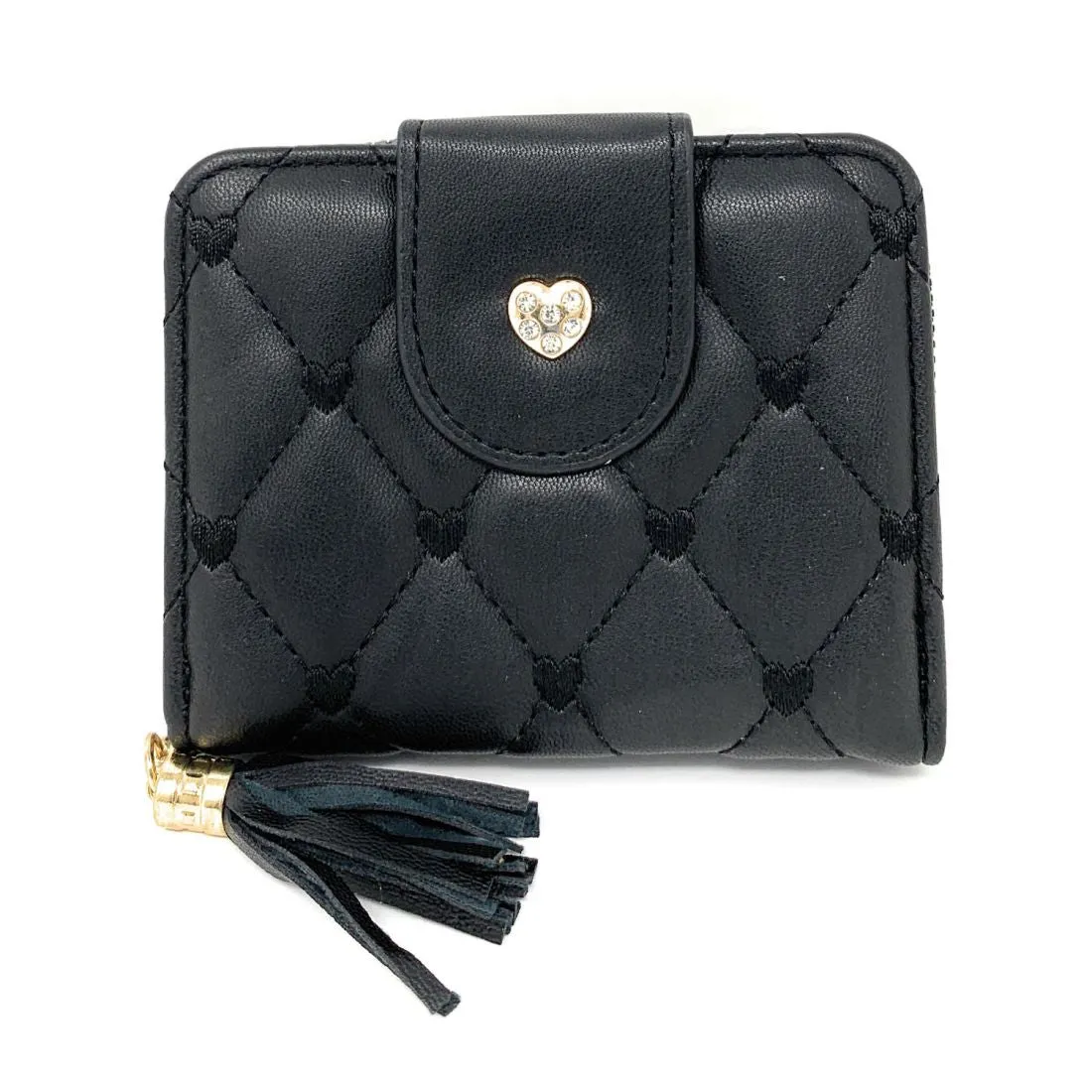 Empire Cove Womens Bifold Quilted Heart Rhinestone Wallets Ladies Teens