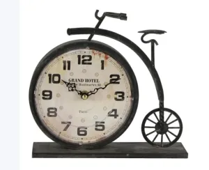 Equater Charming Bicycle Shape Analog Time Clock | Extra Loud Alarm Clock Ideal for Student and Kids Bedroom | Analog Display Table Alarm Clock- Rustic Black Décor