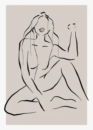 Female Nude Line Art Abstract Wall Art Print (1)