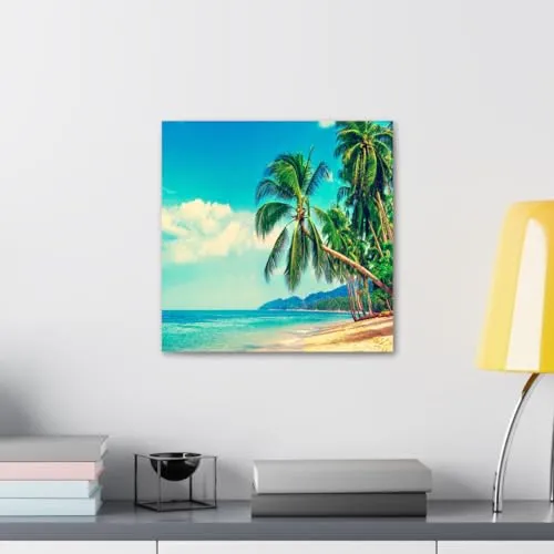 GADGETS WRAP Canvas Gallery Wrap Framed for Home Office Studio Living Room Decoration (10x10inch) - Beach & Trees