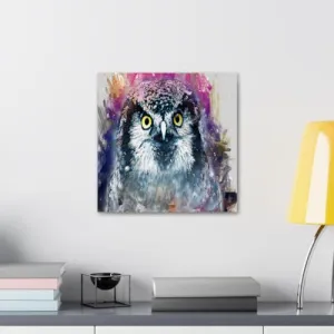 GADGETS WRAP Canvas Gallery Wrap Framed for Home Office Studio Living Room Decoration (10x10inch) - Owl Animal Bird Painting