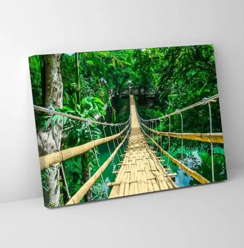 GADGETS WRAP Canvas Gallery Wrap Framed for Home Office Studio Living Room Decoration (11x9inch) - Wooden Bridge Over Forest