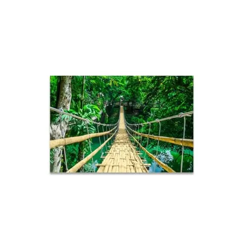 GADGETS WRAP Canvas Gallery Wrap Framed for Home Office Studio Living Room Decoration (11x9inch) - Wooden Bridge Over Forest