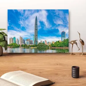 GADGETS WRAP Canvas Gallery Wrap Framed for Home Office Studio Living Room Decoration (14x11inch) - Litchi Park View Shenzhen City