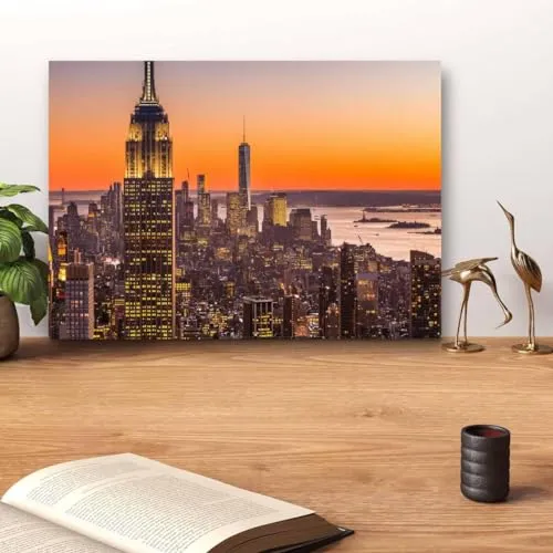 GADGETS WRAP Canvas Gallery Wrap Framed for Home Office Studio Living Room Decoration (14x11inch) - New York City Aerial View