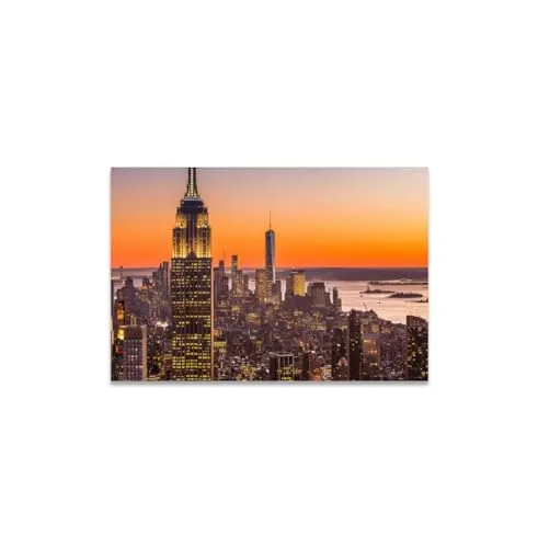 GADGETS WRAP Canvas Gallery Wrap Framed for Home Office Studio Living Room Decoration (14x11inch) - New York City Aerial View