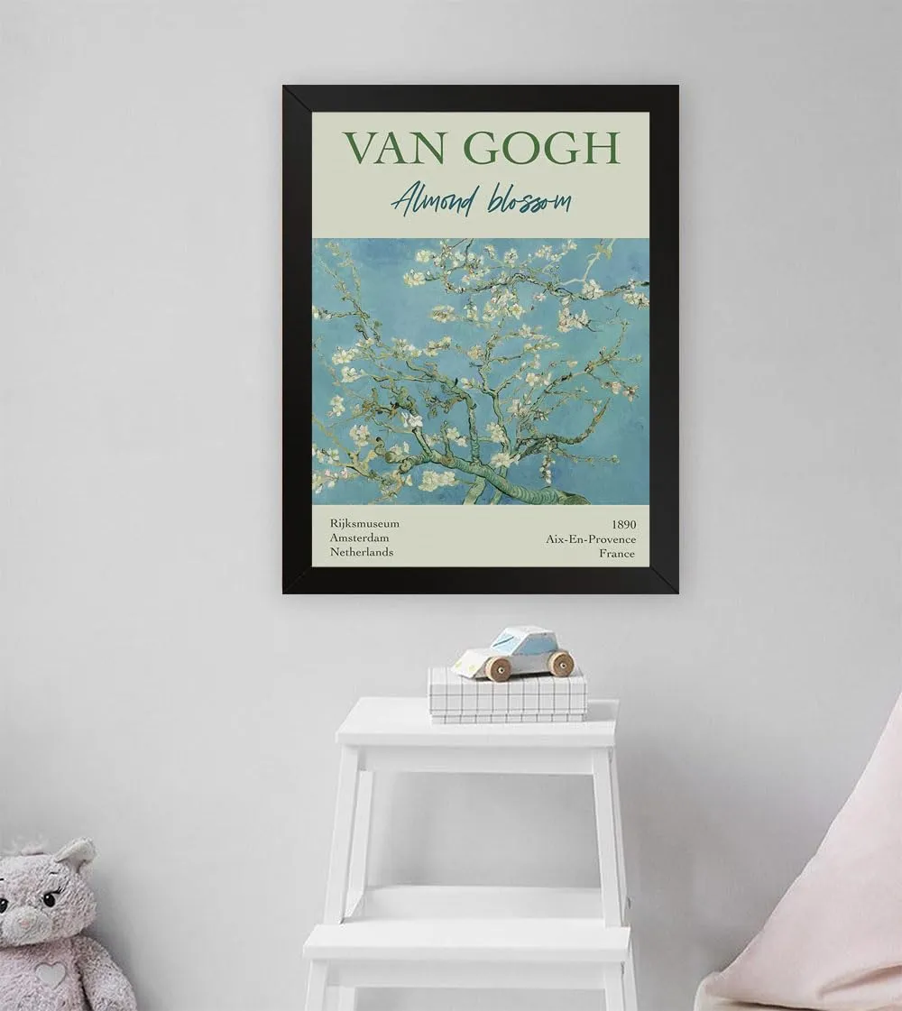 GADGETS WRAP Printed Photo Frame Matte Painting for Home Office Studio Living Room Decoration (11x17inch Black Framed) - Van Gogh Almond Blossom Poster