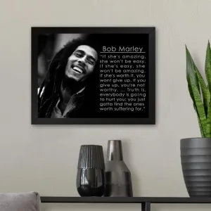 GADGETS WRAP Printed Photo Frame Matte Painting for Home Office Studio Living Room Decoration (11x9inch Black Framed) - Bob Marley Quote