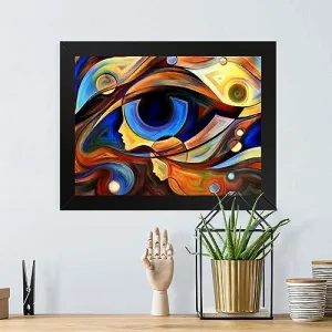 GADGETS WRAP Printed Photo Frame Matte Painting for Home Office Studio Living Room Decoration (17x11inch Black Framed) - Colorful Eye Abstract Design