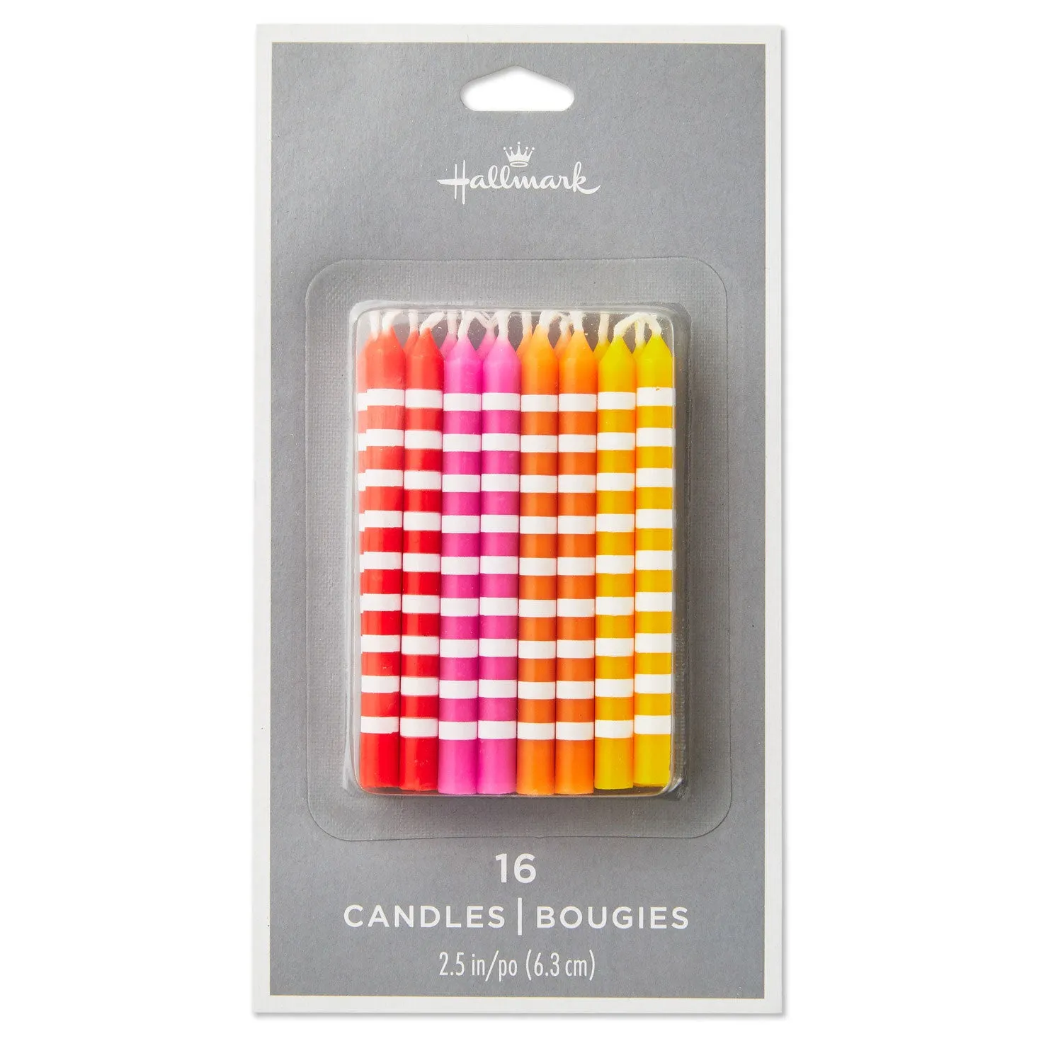 Hallmark Warm Hues Striped Birthday Candles, Set of 16