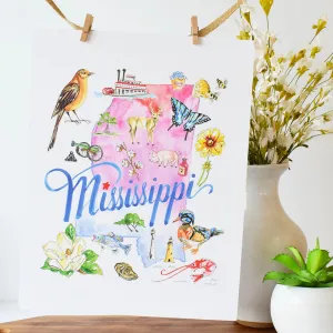 Handpainted Mississippi Icons Print